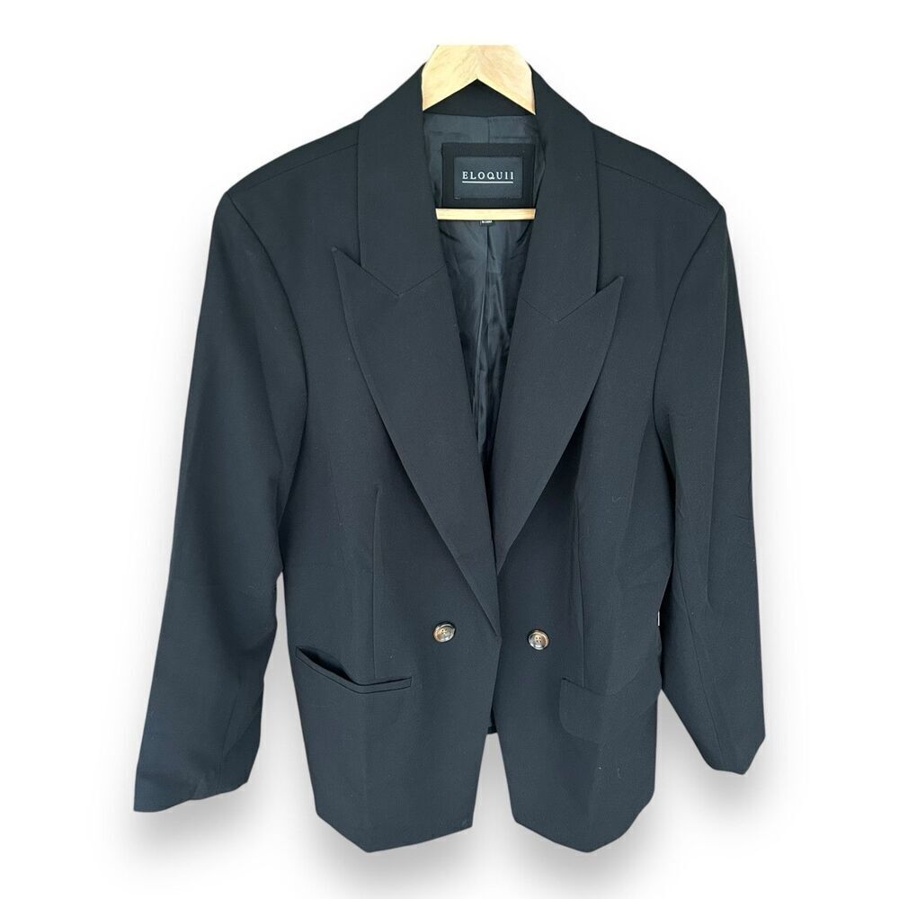 Eloquii Black Blazer Open Front Notched Lapel Size 18